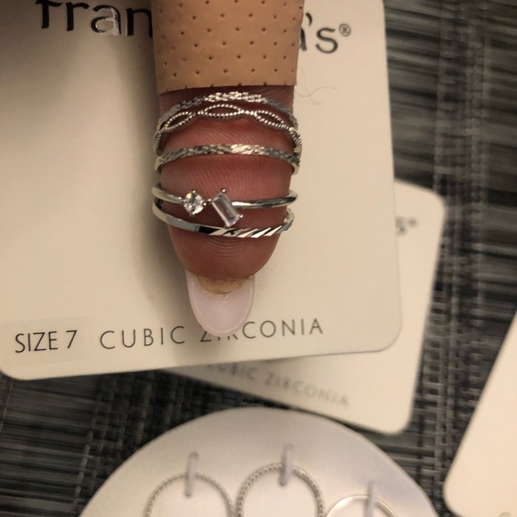 23 simple silver ring bands assorted sizes 7 & 8 Mix & Match w cubic zirconia! - Picture 2 of 8